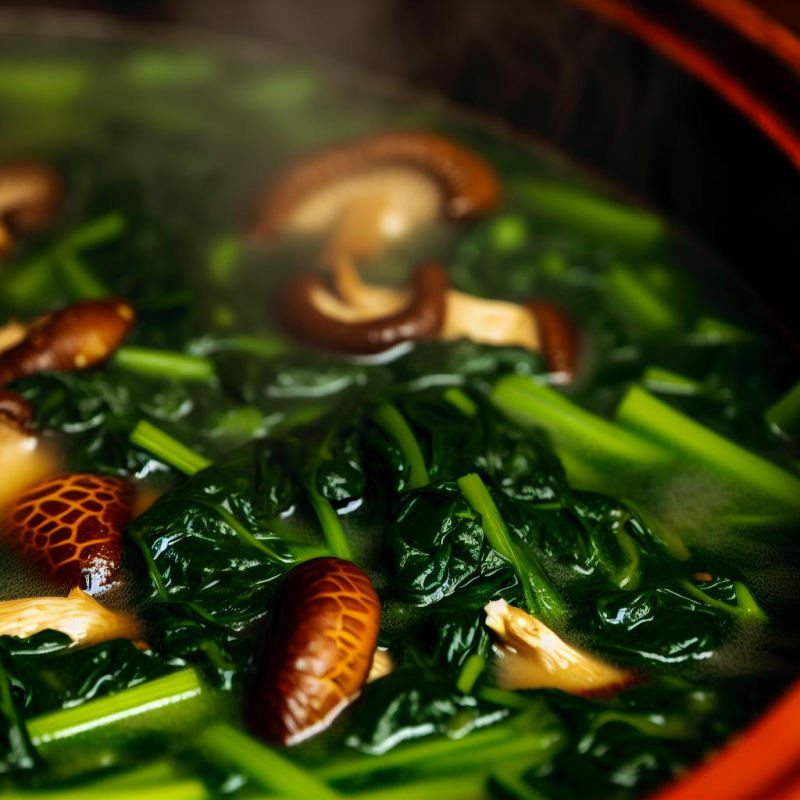 Spinatsuppe mit Shii-Take Asiatisch