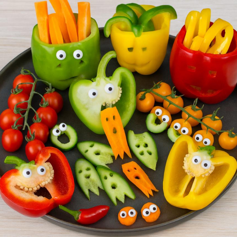 gruselige Obst und Gemüse Snacks