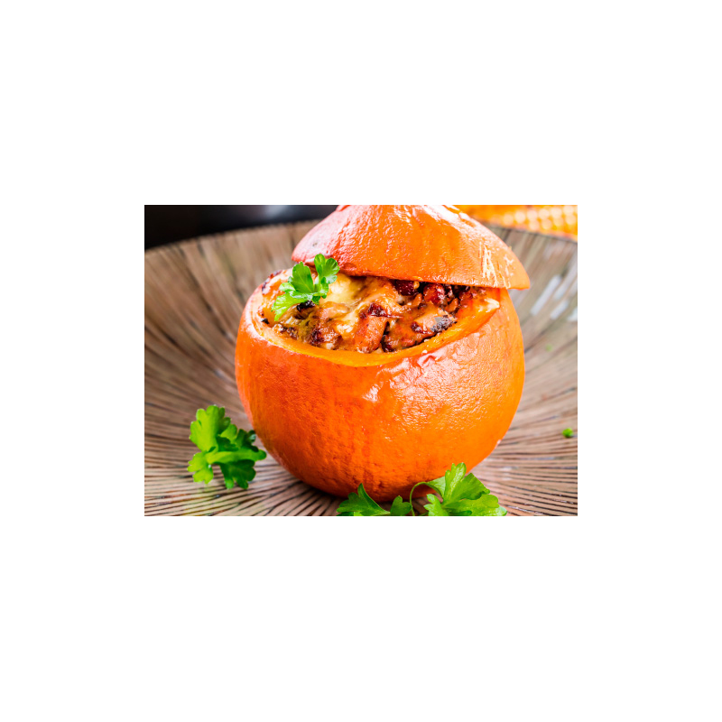 Gefüllter Hokkaido mit Pilzrisotto